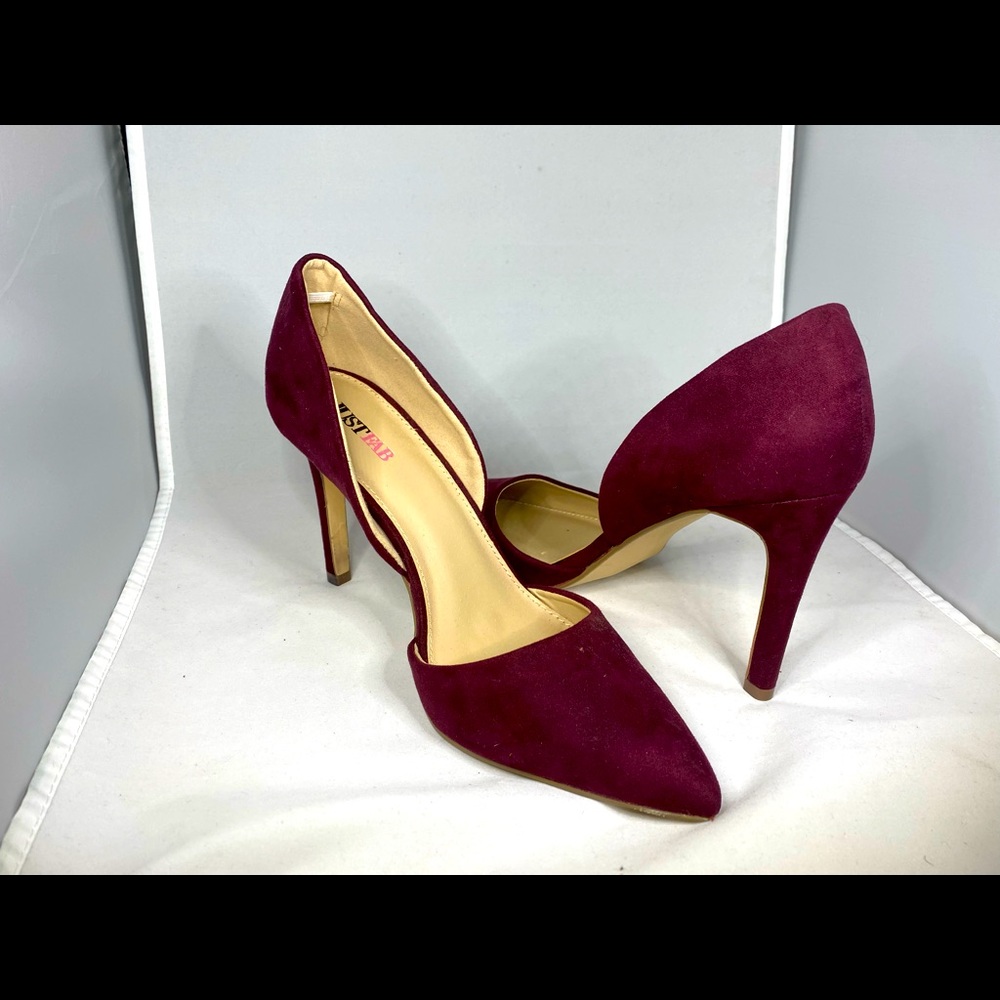 JustFab Burgundy Suede Heels
